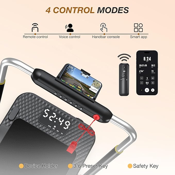 WELLFIT 10% Incline Foldable Walking Pad Treadmill with Handle Bar for Home, 360 LBS Capacity, 7.6MPH Max Speed,Wide Shock Absorbing Deck, 3.0HP Low Noise, for APP/Mute Remote