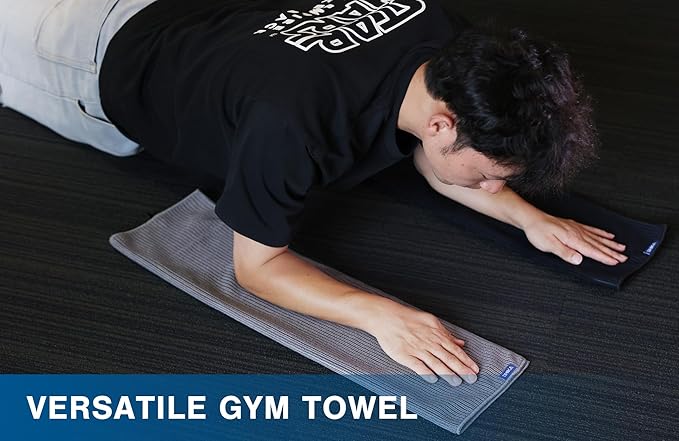 Microfiber Gym Towels with Snap Strap Closure, Ribbed Pattern Sports Towels for Yoga, Home and Outdoor Activities, 27” x 16”, 6 Pack, Light Blue