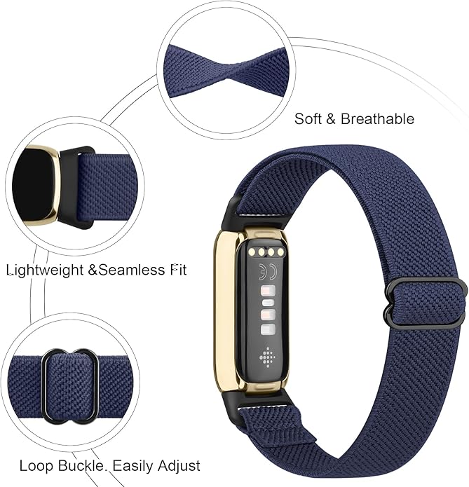 2 Pack Adjustable Elastic Bands for Fitbit Luxe Bands