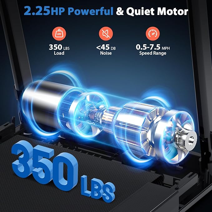 CIIHI Walking Treadmill for Senior - 350 lbs Senior Treadmill for Home with Long Handrails - Recovery Fitness Exercise Machine for Elder with Desk Workstation, Bluetooth Speaker