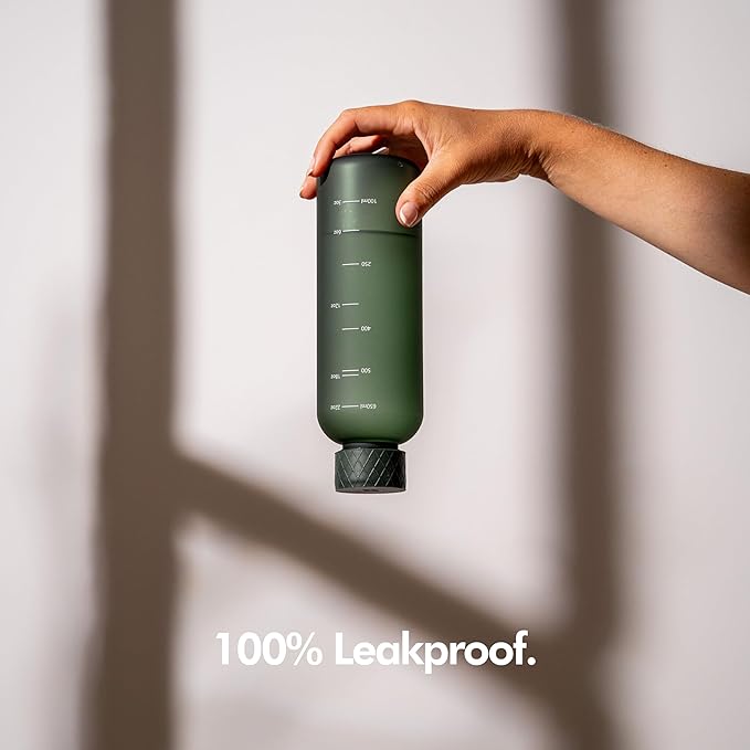 KIVY Tritan Water Bottle with removable sleeve - 22 oz Water Bottle screw top - Reusable water bottle no straw - Aesthetic water bottle - Black bottle for men - Dishwasher safe