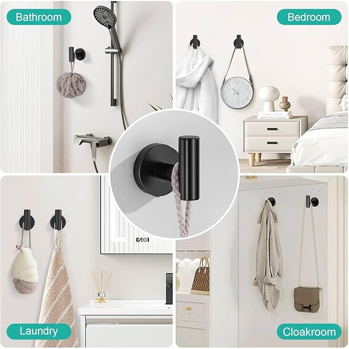 10-Piece Towel Bar Set Matte Black Bathroom Hardware 23.6 in