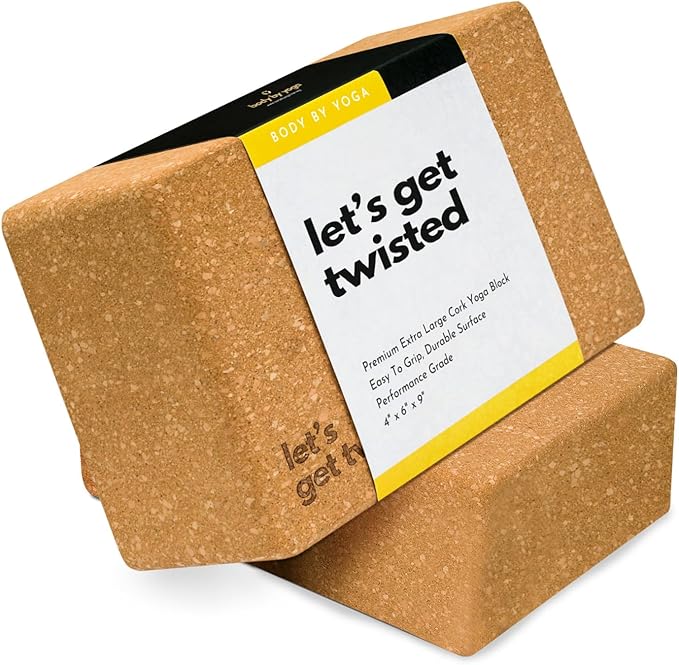 Premium Cork Yoga Blocks - Extra Large Yoga Block 2-Pack or Extra Tall 1-Pack for Inflexible Yogis | Natural, High-Density Cork for Superior Support & Stability | Optional Yoga Strap & Gift Box