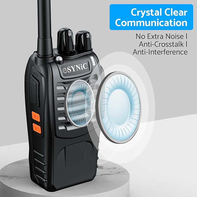 eSynic 2Pack Professional Walkie Talkies Rechargeable Walkie Talkies 2 Way 16CH Walkie
