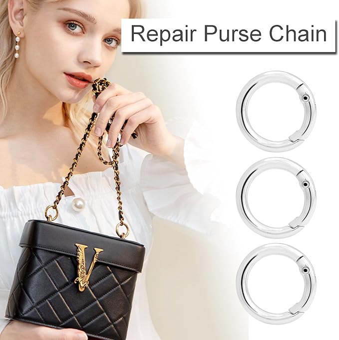 10 Pack 3/4 Inch Trigger Spring O Rings, Metal Round Carabiner Clip Snap Hook, Spring Keyring Buckles for Replacement Purse Strap, Paracord Lanyard Clips, Keychain Rings Hardware DIY Crafts Making