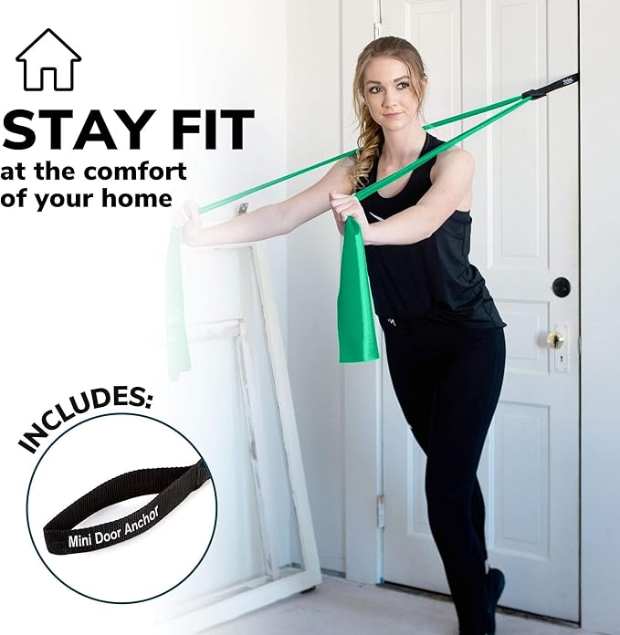 7Ft Long Resistance Bands for Stretching - Resistance Bands Set with Door Anchor - Exercise Bands Including Carry Pouch, E-Book & App - Latex-Free Workout Bands