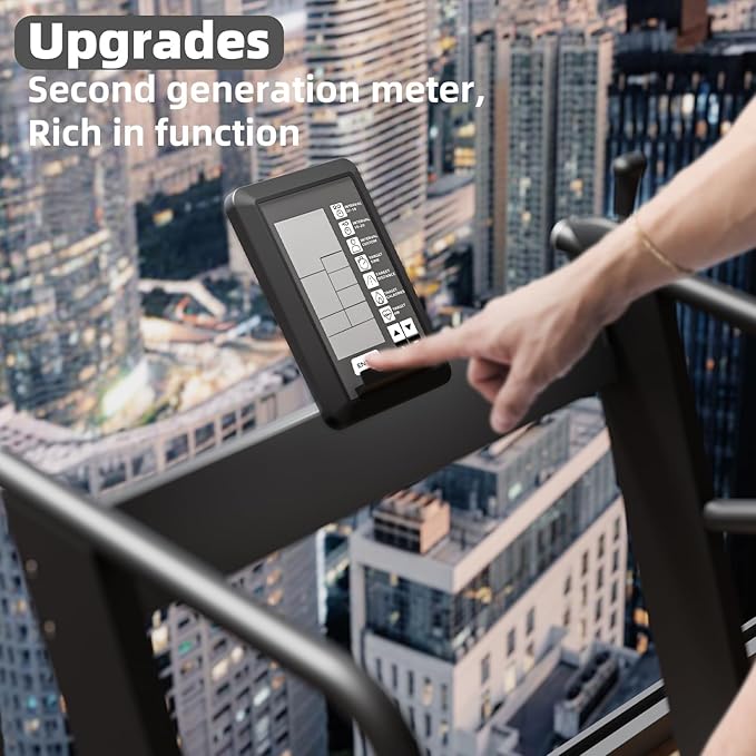 Exercise Treadmills,Manual Curved Treadmill ,Foldable, Non-Electric, Walking/Running Machine with LCD for Home & Office ,Black