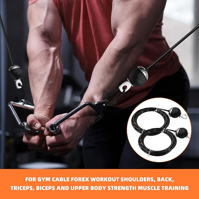 2 Pack Fitness Pulley Cable 78 Inch, Adjustable Home Gym Cable Replacement, Heavy Duty Weight Cables for Pulley System Cable Machine Workout Equipment, Steel Wire Rope with Rubber Stopper Ball