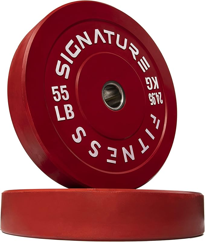 Signature Fitness 2" Olympic Bumper Plate Weight Plates 55LB Single,
