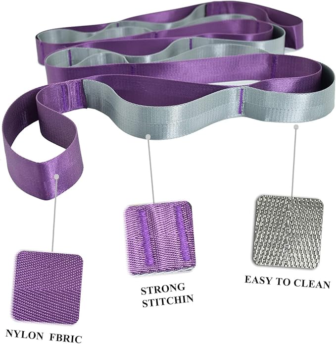 SANKUU Yoga Straps Stretching Strap with 12 Loops Workout Poster, Straps for Stretching Physical Therapy Equipment Long Stretch Out Bands for Exercise, Pilates and Gymnastics for Women Men