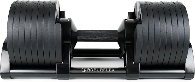 Adjustable Dumbbell (Single) by ROBURFLEX for Workout Strength Training Fitness Home Gym