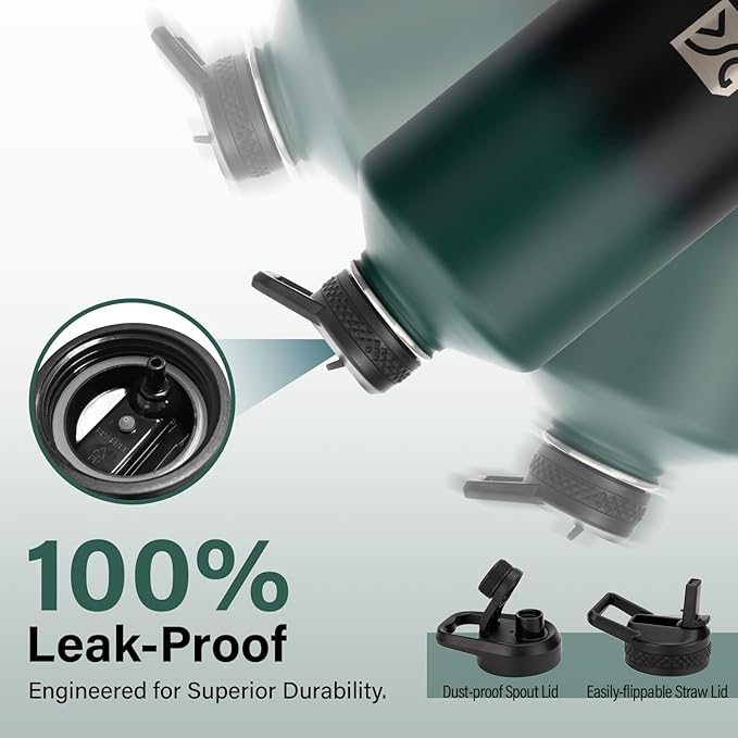 1 Gallon Water Bottle Insulated | Thickened Stainless Steel Vacuum Metal Water Jug | Portable Sports Large for Gym and Hiking with Straw, Carrier Bag, Handle Strap | BPA-Free 128 oz