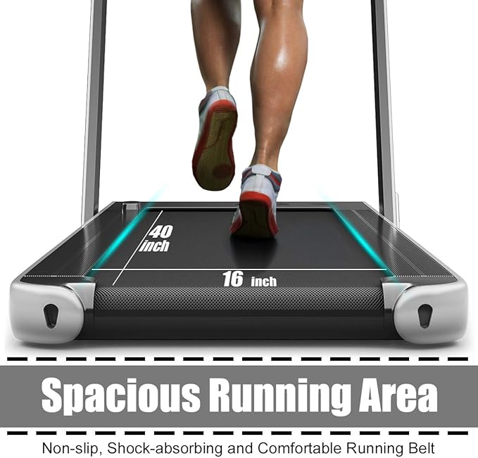 GYMAX Walking Pad, 2.25HP Foldable Treadmill with Smart App & Remote Control, Bluetooth LED Monitor, Small Spaces Compact Running Machine, Folding Portable Under Desk Treadmill for Home Office