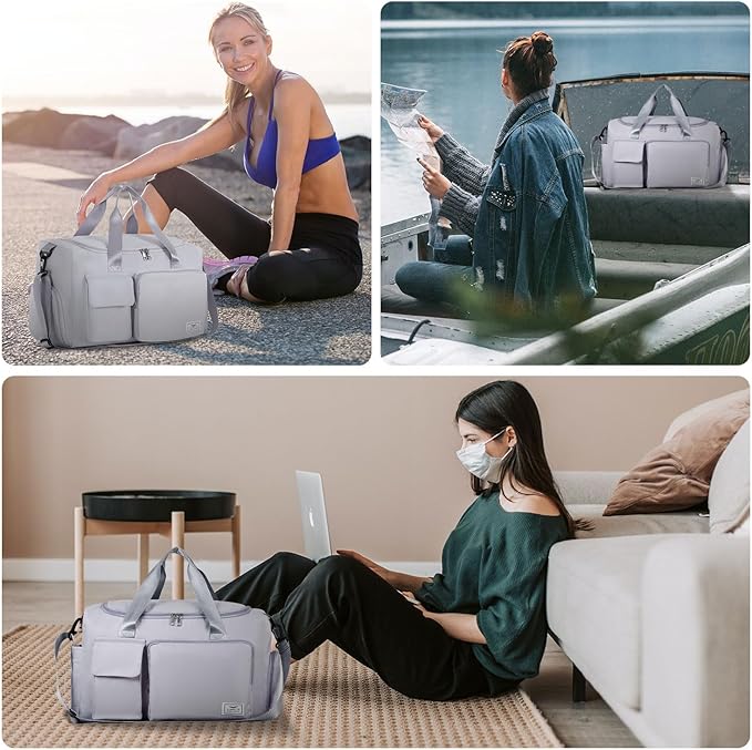 FIORETTO Women's Gym Duffle Bag with Shoes Compartment, 37L Capacity, Ideal for Travel, Gym, Sports, Duffel, Weekender