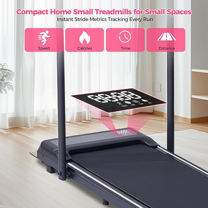 Compact Walking Pad with Handle Bar, Poratble Small Walking Pads Treadmills for Home Small with Handles, 3.0HP Electric Under The Desk Treadmills f with 0.6-6.2MPH and 320LBS