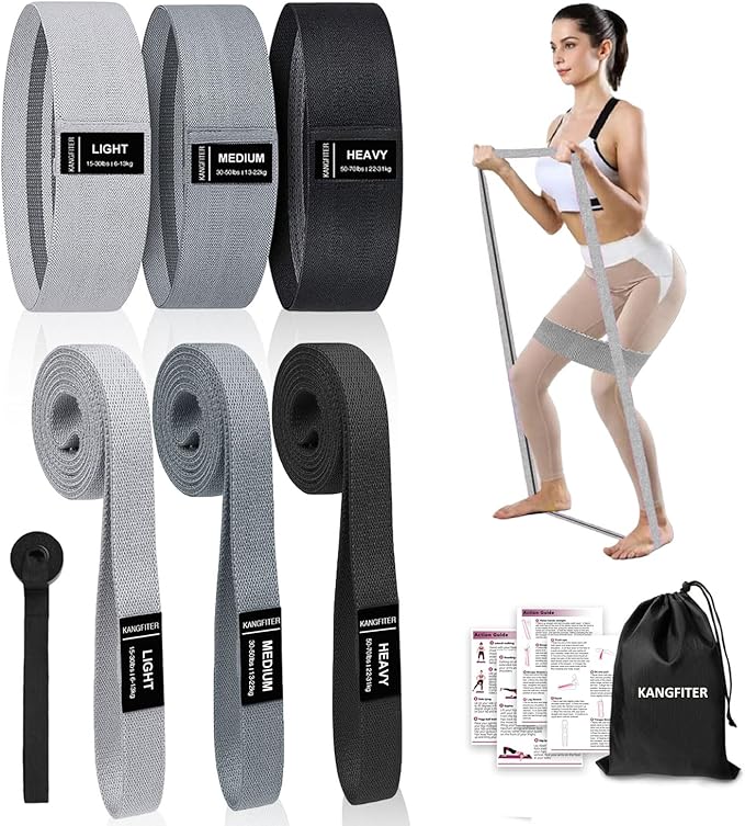 Long and Short Fabric Resistance Bands with Door Anchor 7 PCS, Non-Slip Stretch Booty Bands for Working Out Women & Men, Loop Exercise Elastic Bands for Home Physical Therapy Yoga Pilates