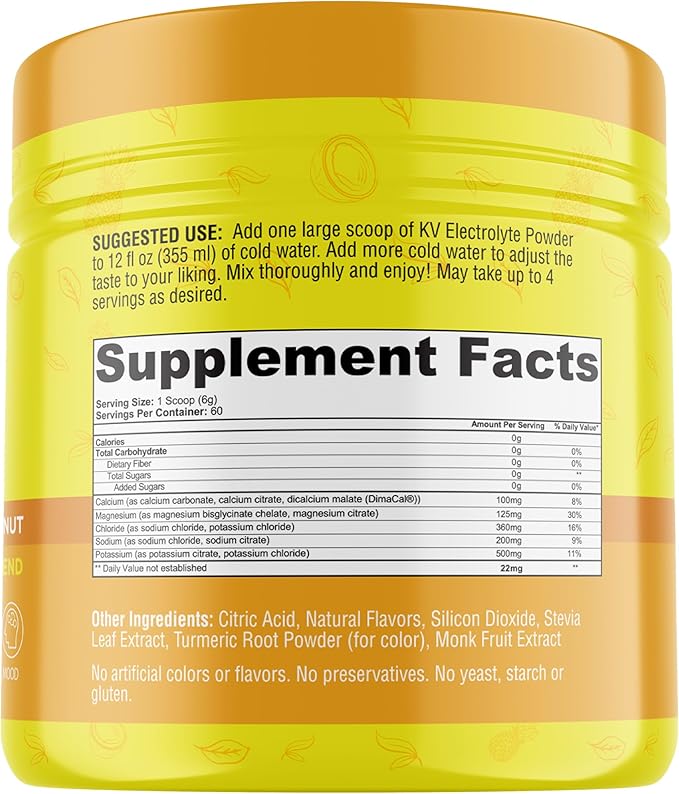 Keto Vitals Electrolytes Powder - Sugar Free Keto Electrolytes Powder with Potassium, Magnesium, Sodium, & Calcium - No Sugar Electrolyte Drink Mix & Hydration Powder, 60 Servings, Pineapple Coconut
