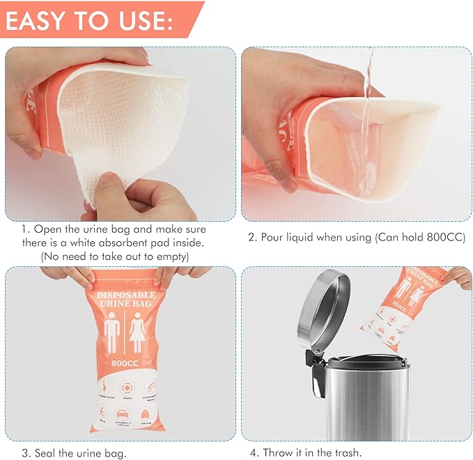 DIBBATU Disposable Urinal Bag 24 PCS 800ML Emergency