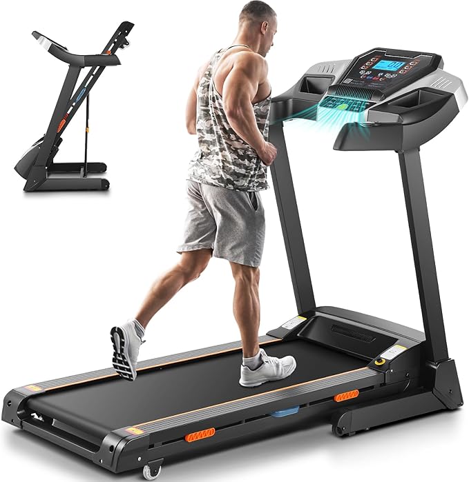 Treadmill with 15% Auto Incline, FUNMILY 3.25HP Heavy Duty Treadmill for Home, 300 lb Weight Capacity Folding Running Machine, Smart App Control/Shock Absorption/Bluetooth Speaker/Large LED Display
