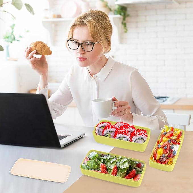 Iteryn Bento Box Lunch Box, 3 Layers Stackable Lunch Containers with Compartments-Leakproof Eco-Friendly Meal Prep Containers