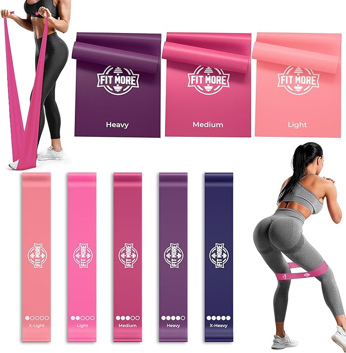 Resistance Bands for Women with Online Workouts Included - Set of Loop & Flat Bands | Ideal for Tone and Sculpt Body at Home, Pilates, Yoga or Rehab with Safe Guided Training