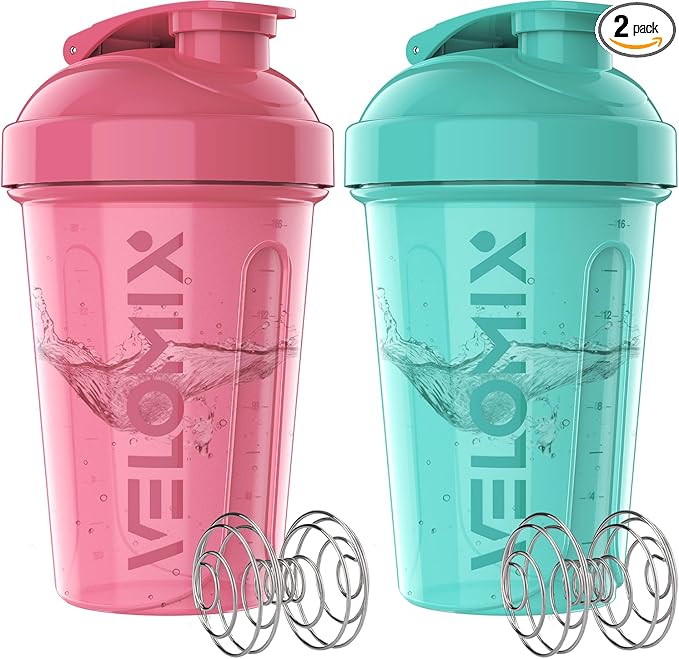 '-2 Pack- 20 oz Protein Shaker Bottles for Protein Mixes - 2x Wire Whisk | Leak Proof Shaker Cups for Protein Shakes and Pre Workout | Protein Shaker Bottle Pack