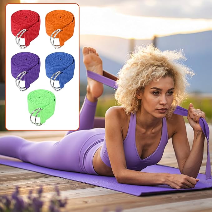 10 Pcs Yoga Strap for Stretching Bulk 6ft Exercise Stretch Band with Metal D Ring Adjustable Pilates Non Elastic Yoga Stretch Belt for Women Men Physical Fitness Gym Workout Dance