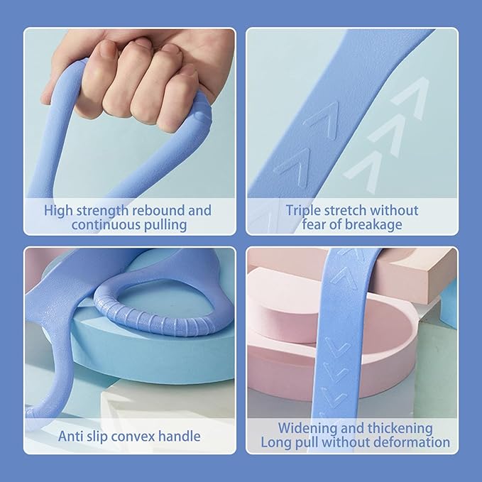 Figure 8 Fitness Resistance Band, Arm Back Shoulder Exercise Elastic Rope Stretch Fitness Band, Foot, Leg, Hand Stretcher, Arm Exerciser for Yoga Pilates Stretching Physical Therapy(Purple and Blue