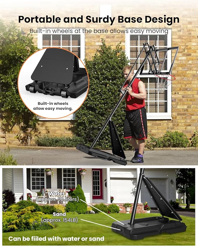 IGL In ground Basketball Hoops Outdoor, 10ft Height Adjustable Basketball Goal In ground with Shatterproof Backboard and Pro-Style Rim