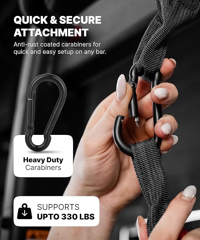 DMoose Fitness Hanging Ab Straps for Pull Up Bar & Core Strength Training - Soft Padded Exercise Straps for Ab Swing & Leg Raises, Hang Bar Strap with 2 Steel Carabiners - Abs Equipment for Home & Gym