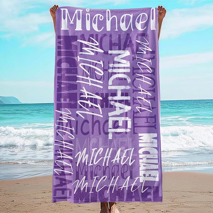 JML Personalized Beach Towel with Name, Custom Beach Towel with Name, Customized Microfiber Pool Towel, Quick Dry & Absorbent Swim Towel for Adult,Anniversary, Birthday, Summer Holiday,Vacation