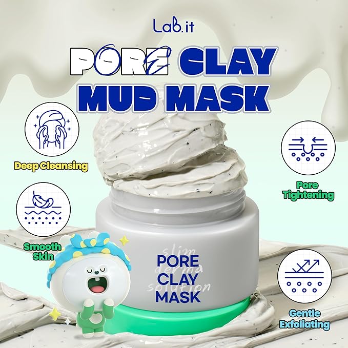 Lab.it Pore Cleansing Travel Kit (5EA)– Korean Skincare Discovery Set for Teens with Cleansing Balm, Rice Cleanser, Clay Mask, Salt & Jelly Mask, Travel-Size Face Mask Kit for Sensitive Skin, Gift Set