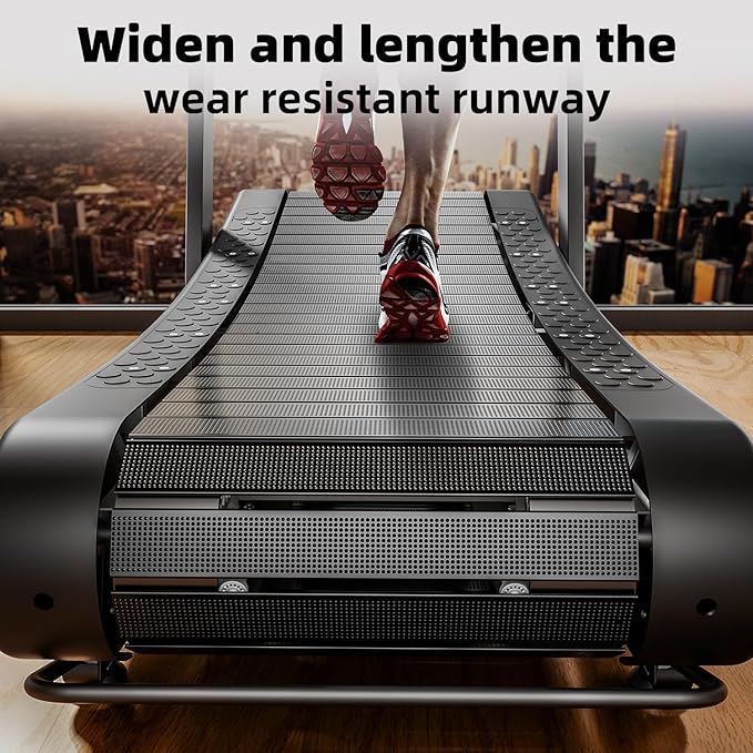 Exercise Treadmills,Manual Curved Treadmill ,Foldable, Non-Electric, Walking/Running Machine with LCD for Home & Office ,Black