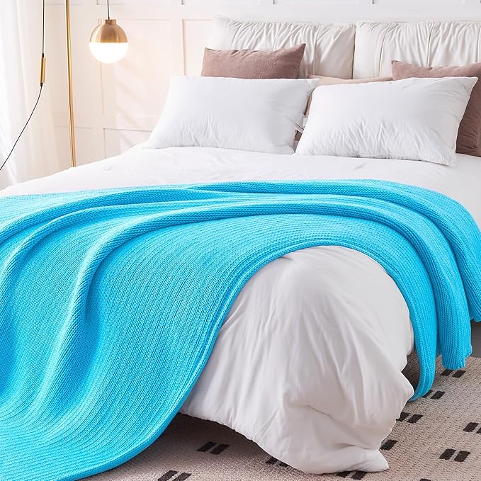 L'AGRATY Knitted Weighted Blanket - 60"x80" 20lbs Cooling Chunky Knit Heavy Blanket for Adults Braided Crochet Throw Thick Cable Yarn Knit Decorative No Beads Evenly Weighted Machine Washable