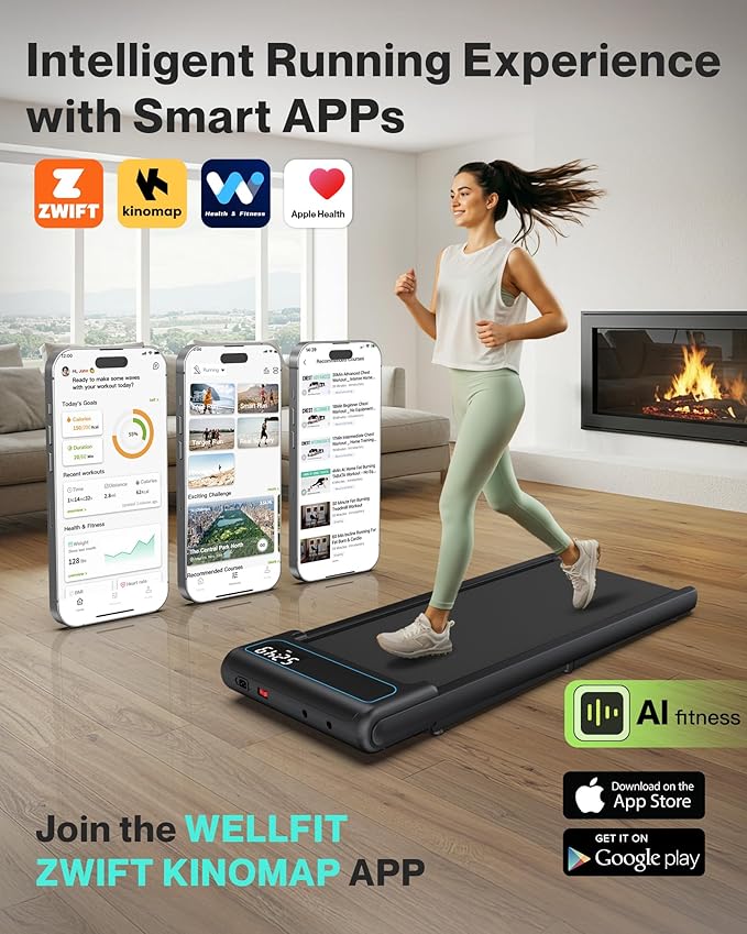 COZYINN 10% Incline Walking Pad - 2.5HP 4MPH/7.6MPH 265/340+lb Capacity Treadmills for Home, Portable Foldable Adjustable Incline Treadmill with Wide Running Area, Mute Control, Works with KINOMAP