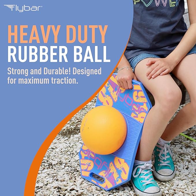 Flybar Pogo Trick Ball for Kids, Bounce Board for Boys and Girls Ages 6+, Up to 160 lbs, Includes Pump, Easy to Carry Handle, Durable Plastic Deck Indoor, Outdoor Toy Pogo Jumper,