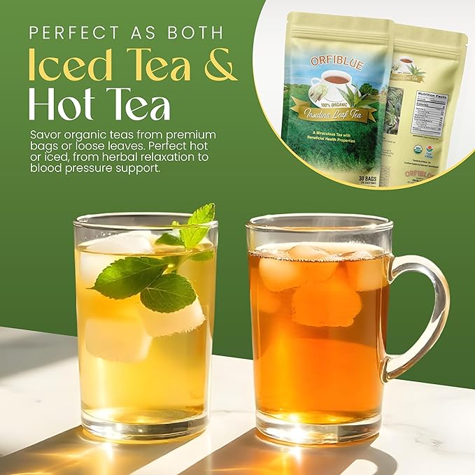 100% Organic Insulina Leaf Tea bags | Organic Herbal Teas | Premium Quality & Flavorful Blends - 0 Sugars, 0 Carbs, 0 Fats, 1% Sodium (25mg) | Rich in Vitamins - Detox, Immunity, Wellness & More