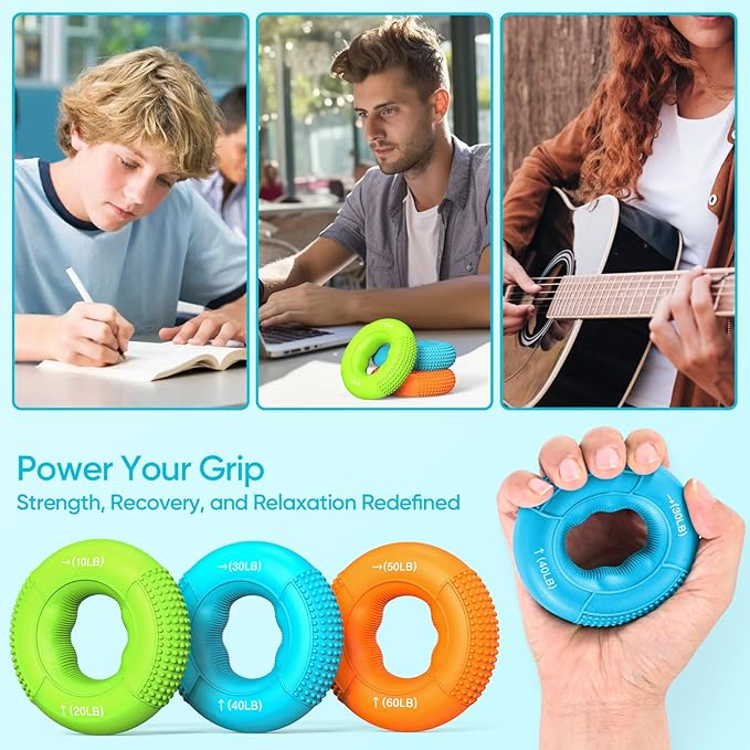 FitBeast Grip Strength Trainer, Finger Exerciser, Stress Balls for Adults 6-Piece Set, Hand Therapy for Strength, Recovery & Stress Relief, Forearm Strengthener for Men, Women & Seniors