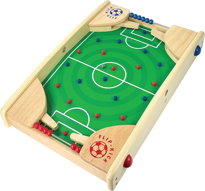 Flipkick: Wooden Tabletop Football/Soccer Pinball Games, Indoor Portable Sport Table Board for Kids and Family
