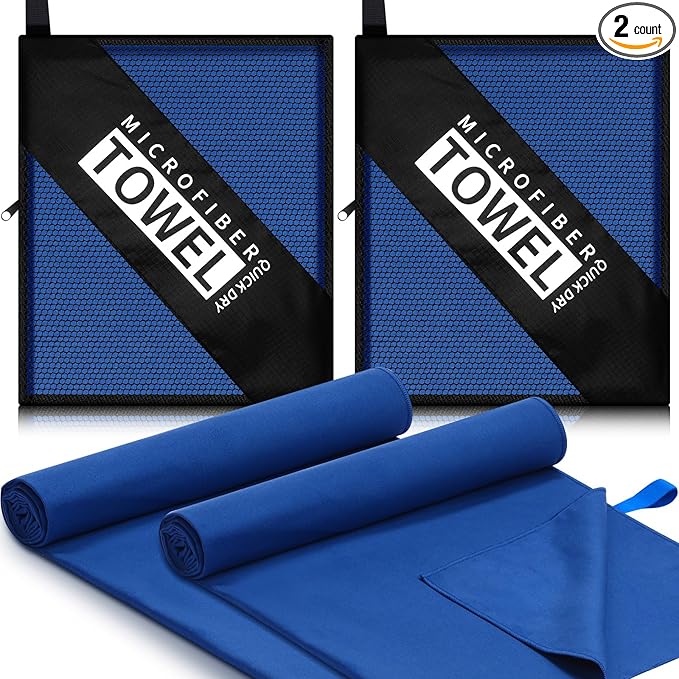 2 Pack Microfiber Beach Towel Large Travel Towel 60 x 30 Inch