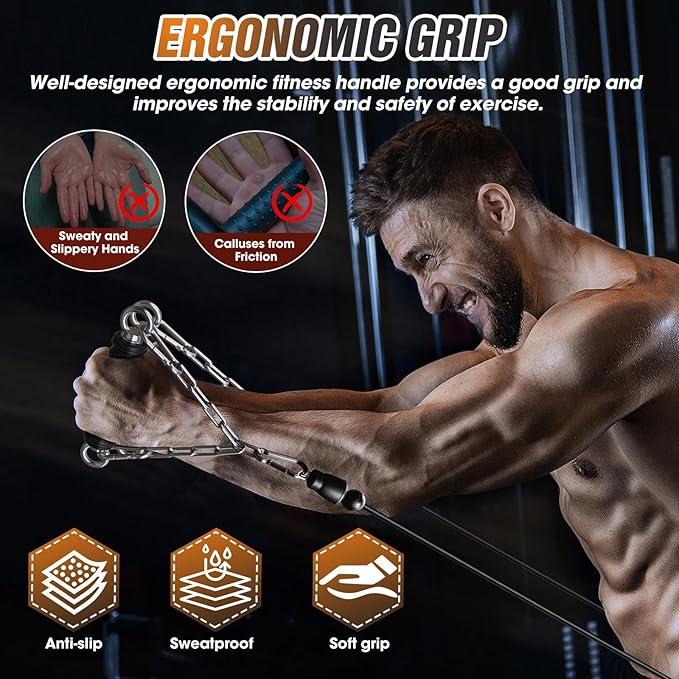 Lat Pull Down Machine Attachment, Tricep Rope Cable Attachment for Gym Cable Machine, Ergonomic Tricep Rope Exercise Handle Accessories for Home Gym