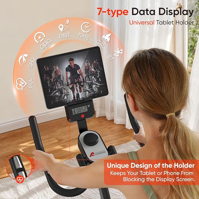 Exercise Bike, Stationary Bike for Home/Indoor Cycling Bike Silent Belt Drive, Stationary Bike with 300lbs Weight Capacity w/Comfortable Seat Cushion & Tablet Mount