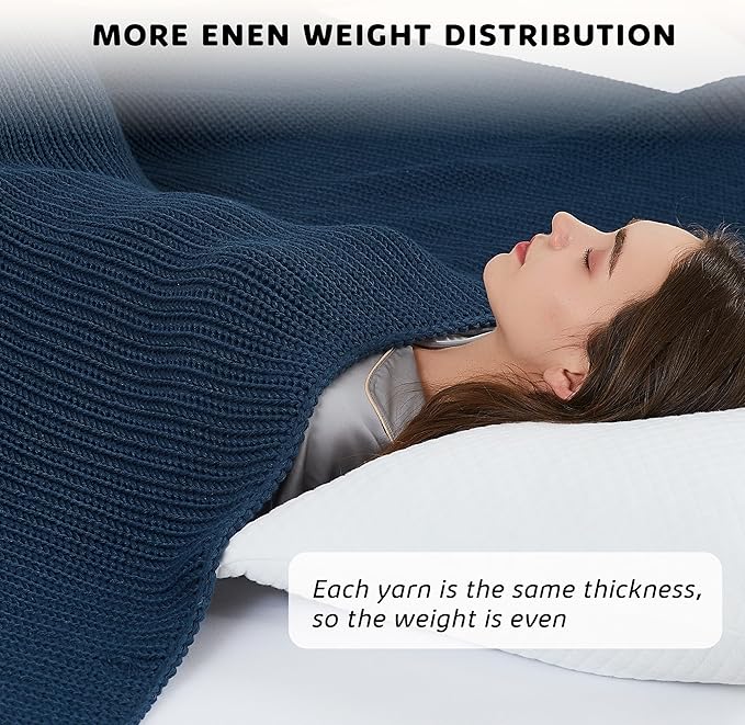 L'AGRATY Knitted Weighted Blanket - 48"x72" 12lbs Cooling Chunky Knit Heavy Blanket for Adults Braided Crochet Throw Thick Cable Yarn Knit Decorative No Beads Evenly Weighted Machine Washable