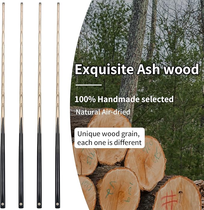 Kmise Pool Cue Sticks, 41"/57??58" Hardwood Pool Cue Set of 4/6/8, 13OZ/20OZ with 13/10 MM Brass Tips, Table Billiard Cue Stick for Bar, Home, Billiard Room