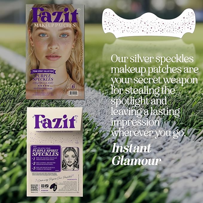 Fazit Makeup Patches - Face Makeup Patches - Beauty Face Makeup - Purple Speckles - Waterproof Purple Speckles - Temporary Face Purple Speckles For Women - 6 count