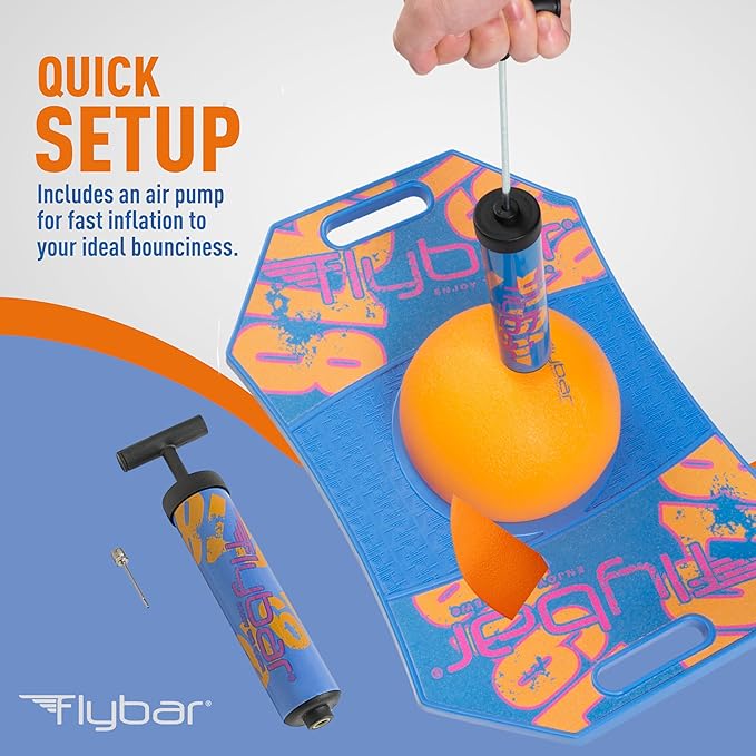 Flybar Pogo Trick Ball for Kids, Bounce Board for Boys and Girls Ages 6+, Up to 160 lbs, Includes Pump, Easy to Carry Handle, Durable Plastic Deck Indoor, Outdoor Toy Pogo Jumper,