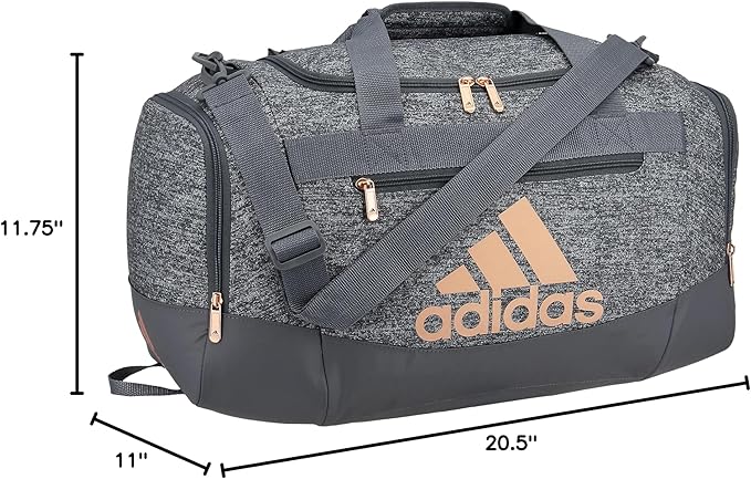 adidas Unisex Defender 4.0 Gym Duffel Bag for Men and Women, Jersey Onix Grey/Rose Gold/Onix Grey, Small (38L)