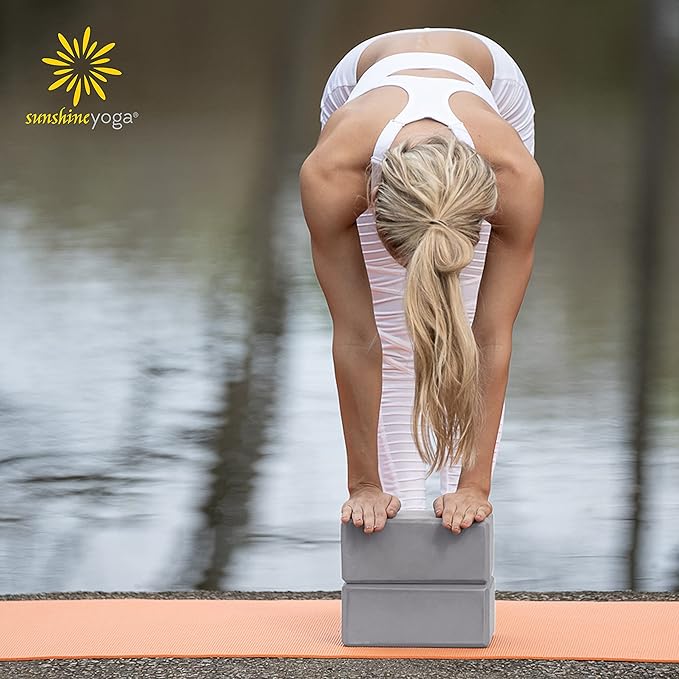 Sunshine Yoga 4" Yoga Block, 10 Pack Bulk EVA Foam Yoga Blocks, Firm and Supportive Yoga Brick, Balance Foam for Stretching, Pilates, and Workout, 4" x 6" x 9"