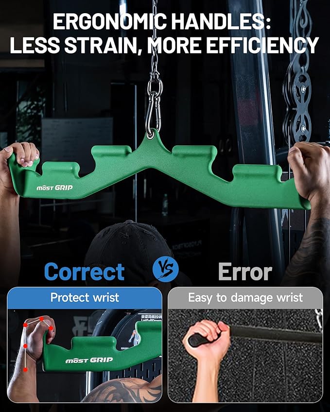 LAT Pull Down Bar with 6 Ergonomic Handles, Neutral Grip LAT Pulldown Attachments for Whole Back Training, Wide Grip LAT Pulldown Bars for Home Gym Cable