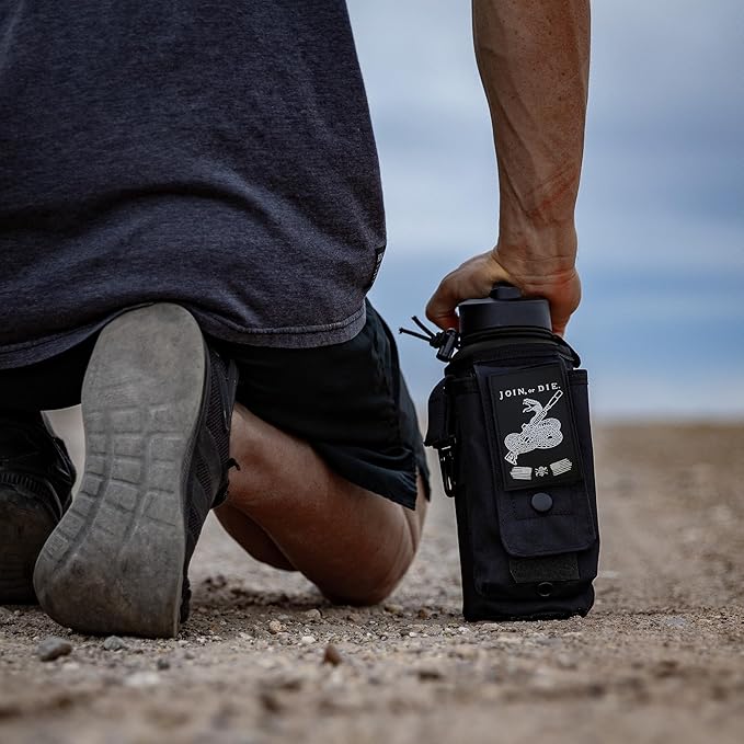 Iron InfideI Battle Bottle Sleeve - 64 oz and 32 oz Water Bottle Sleeve Only for Half Gallon 1L Steel Water Bottle | Rugged Cover with Molle for Versatile Design with Storage for Phone, Wallet & Keys